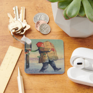 Chaveiro Natal Antigo, Criança com Grande Pacote