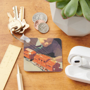 Chaveiro Natal Antigo, Menino Brincando com Trem de Brinque