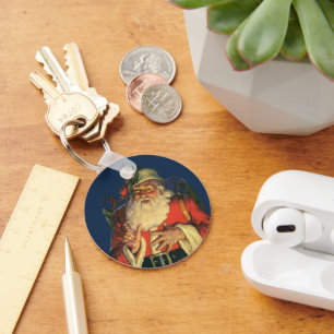 Chaveiro Natal Antigo, Papai Noel Alegre com Brinquedos