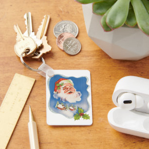 Chaveiro Natal Antigo, Papai Noel Alegre Retro