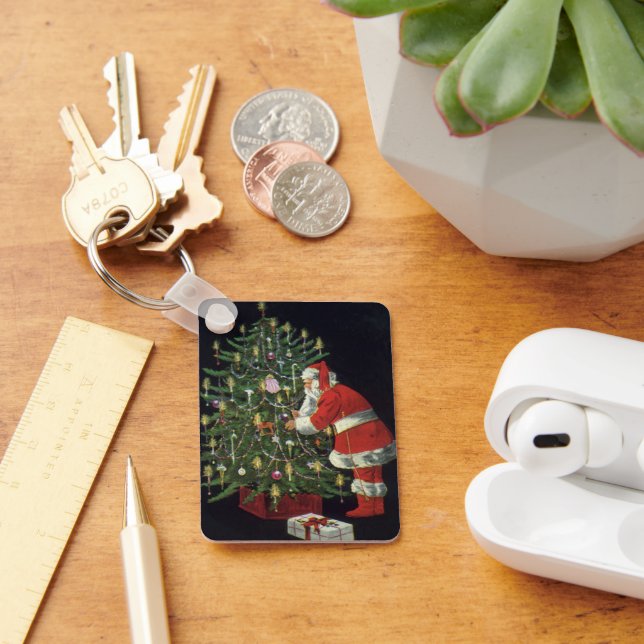 Chaveiro Natal Antigo, Papai Noel com Presentes (Mesa)