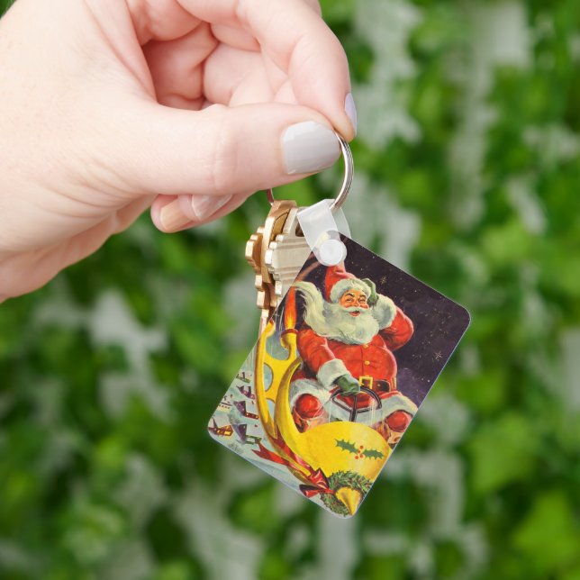 Chaveiro Natal Antigo, Papai Noel em uma Espaçonave (Mão)