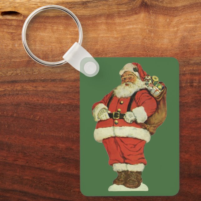 Chaveiro Natal Antigo, Papai Noel Vitoriano com Brinquedos (Frente)