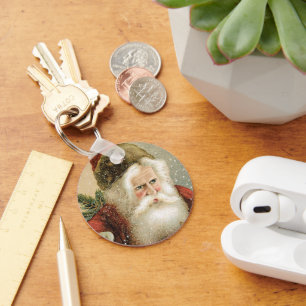 Chaveiro Natal Antigo, Papai Noel Vitoriano com Pinheiro