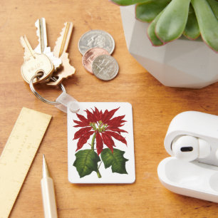 Chaveiro Natal Antigo, Planta de Inverno Poinsettia Vermelh