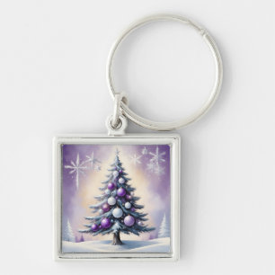 Chaveiro Natal Art Déco em Névoa Roxa e Prata