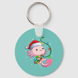 Chaveiro Natal Axolotl Santa Hat Luz Japonês Bonito