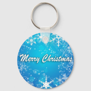Chaveiro Natal azul claro e feliz