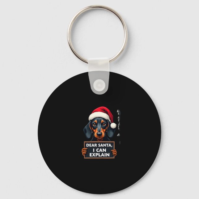 Chaveiro Natal Cachorro Dachshund Engraçado Querido Papai N (Frente)