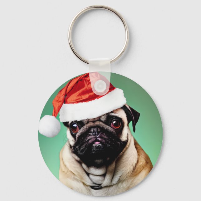 Chaveiro Natal Cachorro Pug (Frente)