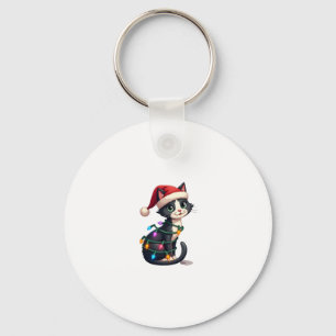 Chaveiro Natal Cat Tuxedo Black cat xmas light gatinho c
