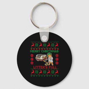Chaveiro Natal Cheio de Lixo Divertido Amante de Gato Feio