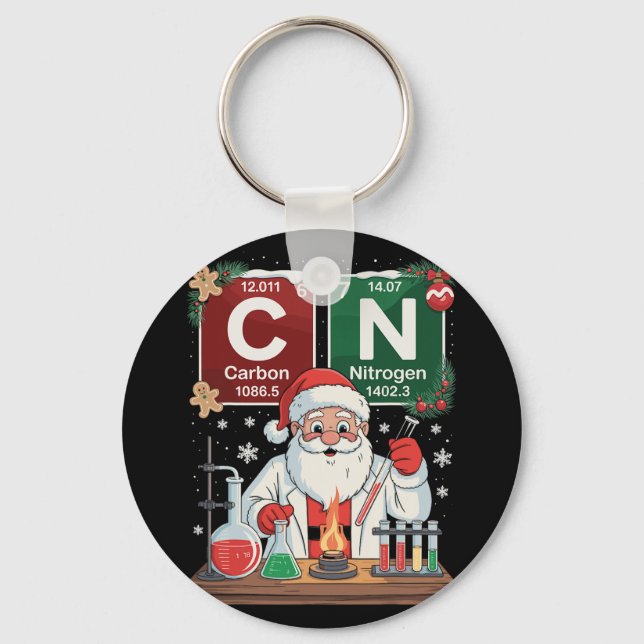 Chaveiro Natal Ciência Carbono Nitrogênio Seis Sete 6 7 Eu (Frente)