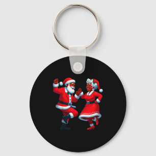 Chaveiro Natal Dançando Preto Santa Sra Americana Africana