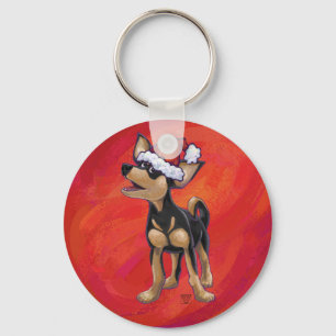 Chaveiro Natal De Chihuahua Em Vermelho
