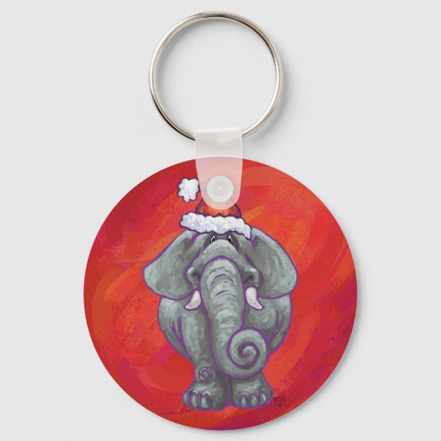 Chaveiro Natal De Elefante Em Vermelho (Frente)