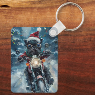 Chaveiro Natal de Motocicleta de Cachorro Affenpinscher