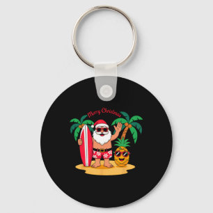 Chaveiro Natal de Surfista de Santa na Praia Havaiana no Na