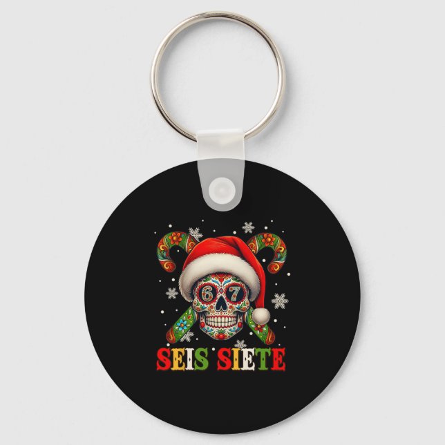 Chaveiro Natal Dia De Los Muertos Açúcar Crânio Seis Sete (Frente)