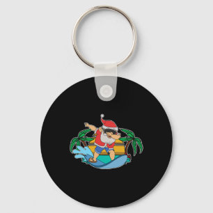 Chaveiro Natal Divertido de Santa Claus Surfando Dabbing no