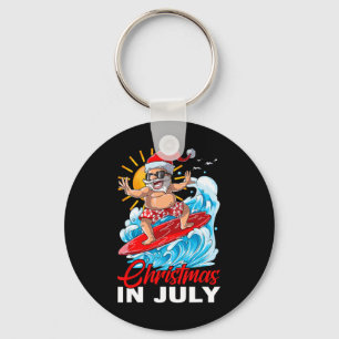 Chaveiro Natal Divertido Em Julho Papai Noel Surfando Praia