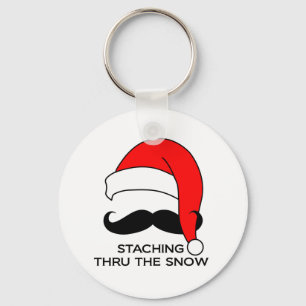 Chaveiro Natal do bigode - Staching através da neve