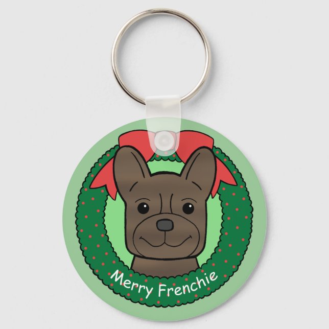 Chaveiro Natal do Buldogue Francês (Frente)