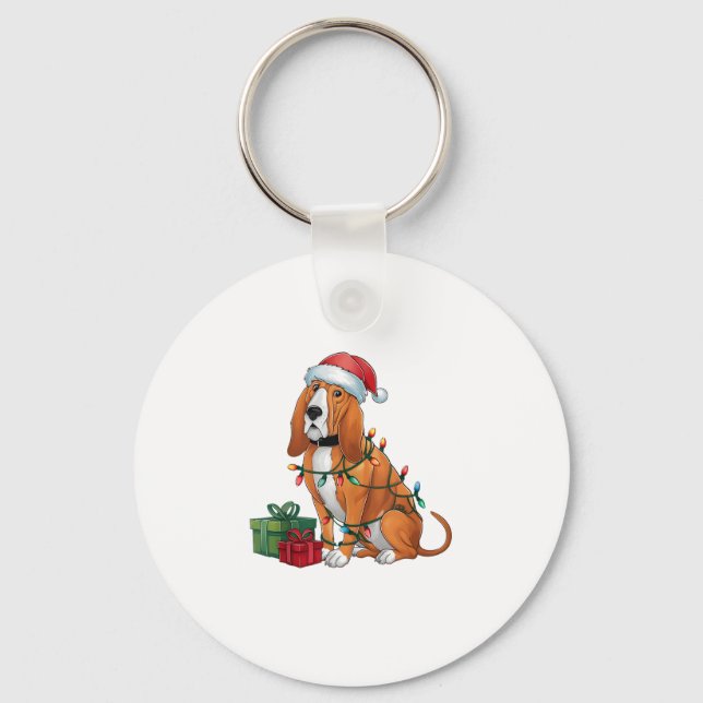 Chaveiro Natal do Cachorro de Sangue do Santa Hat (Frente)