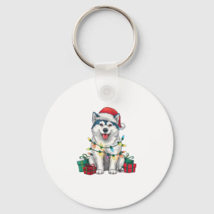 Chaveiro Natal do Cachorro Malamute Santa Hat