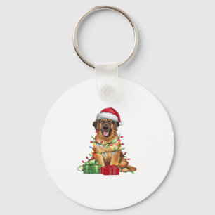 Chaveiro Natal do Cão de Leonberger do Santa Hat