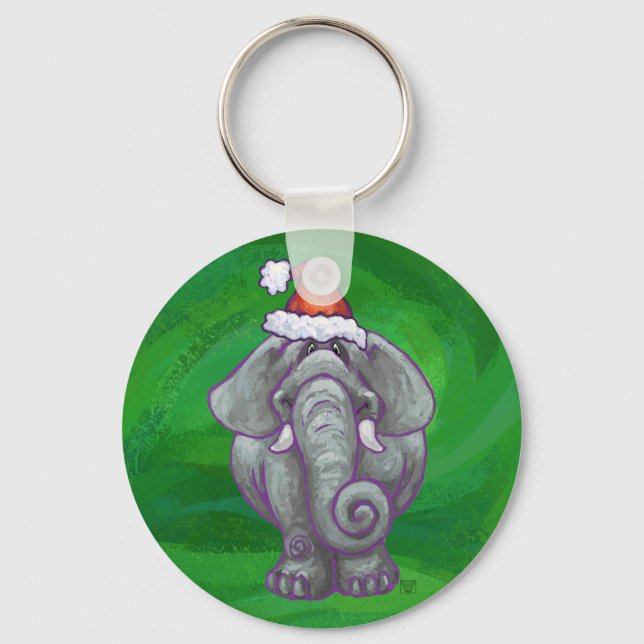 Chaveiro Natal Do Elefante Em Verde (Frente)