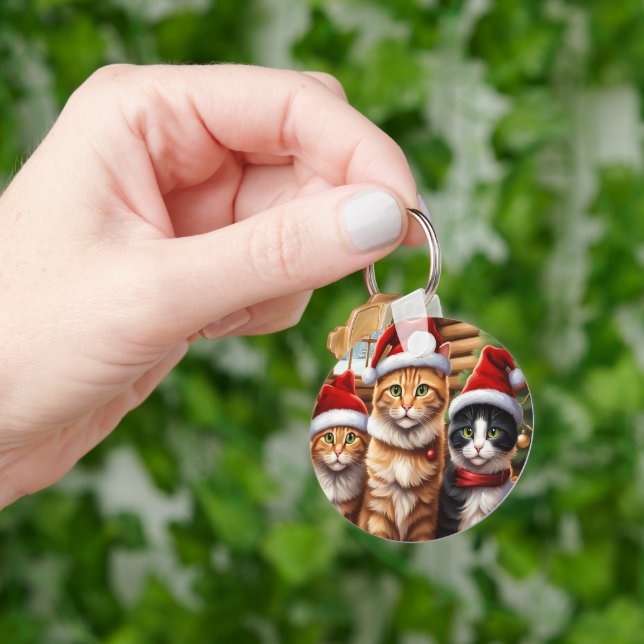 Chaveiro Natal dos Gatinhos Fofos (Mão)