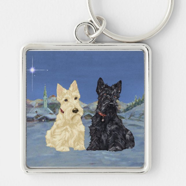 Chaveiro Natal dos Scotties Trigo Preto (Frente)