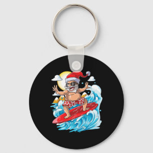 Chaveiro Natal Em Julho Papai Noel Havaiano Surfando Verão