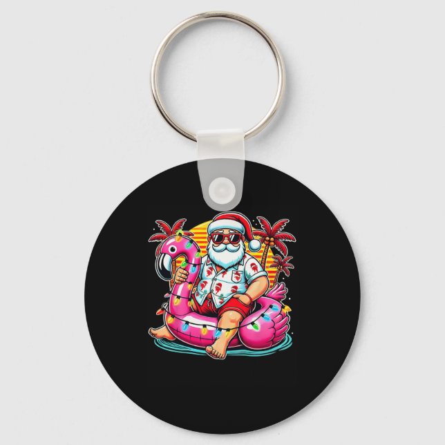 Chaveiro Natal Em Julho Papais noeis Flamingo Float Sumam (Frente)