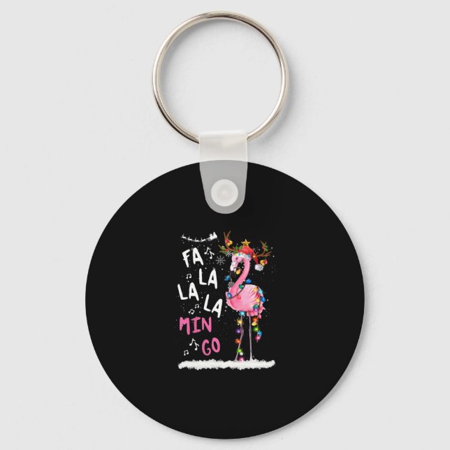 Chaveiro Natal - Fa-La-La-Mingo Flamingo Com Natal (Frente)