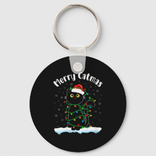 Chaveiro Natal Felino Feminino Gato Vestindo Chapéu de Papa