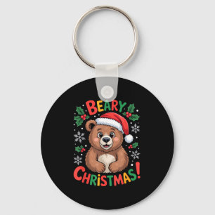 Chaveiro Natal Fofo Urso Papai Noel Engraçado Férias