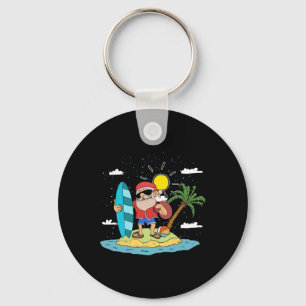 Chaveiro Natal Havaiano de Verão com Papai Noel Surfando