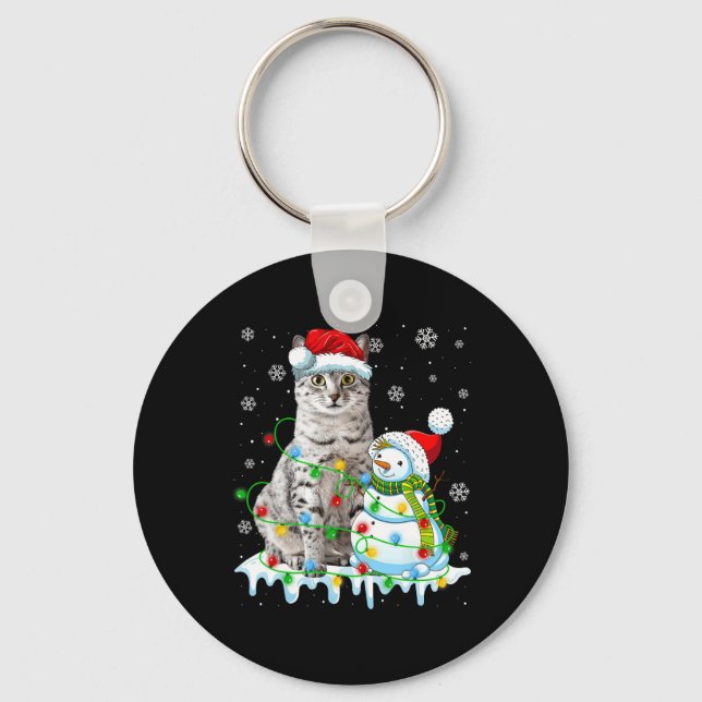 Chaveiro Natal Light Snowman Egípcio Mau Cat Pet Lover (Frente)