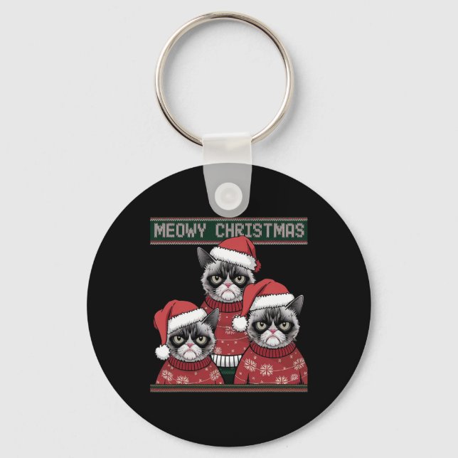Chaveiro Natal Meowy Mal-Humorado  (Frente)