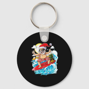 Chaveiro Natal no Surfe Havaiano de Papais noeis de julho
