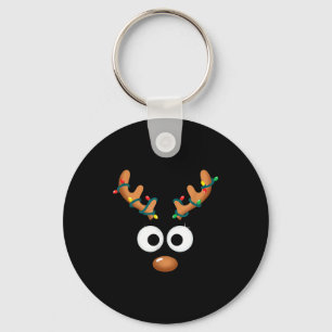Chaveiro Natal Rena Cute Cara Chifres Envolvidos Em Luzes
