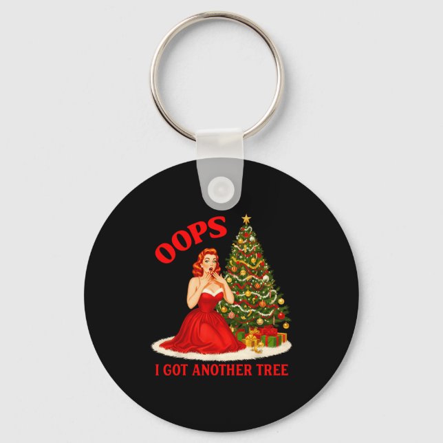 Chaveiro Natal retrô Oops eu tenho outra árvore divertida (Frente)