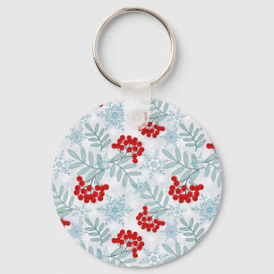 Chaveiro Natal, Rowan, vermelho, branco, flocos de neve