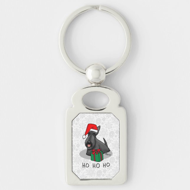 Chaveiro Natal Santa Hat Scottish Terrier (preto) (Frente)