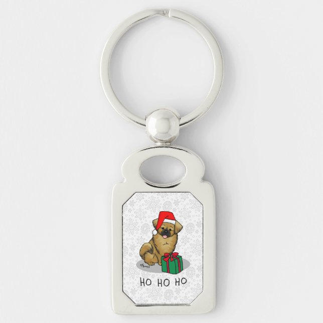 Chaveiro Natal Santa Hat Tibetano Espanhol (Castanho) (Frente)