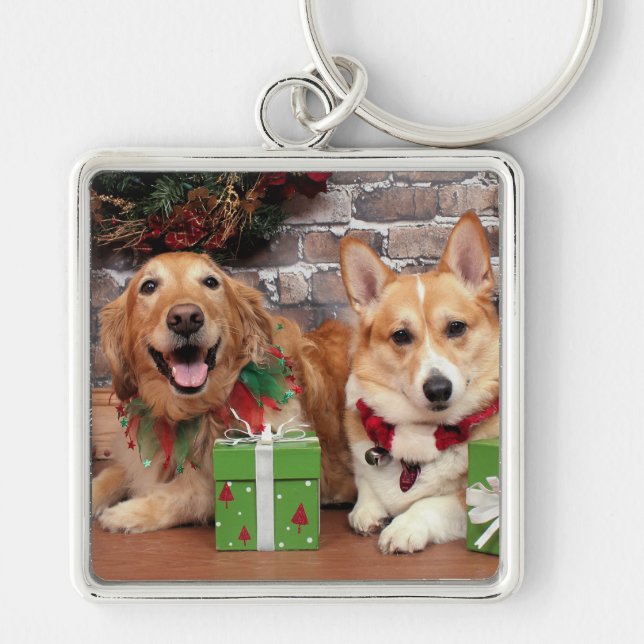 Chaveiro Natal - Sidney dourado - Corgi Cal (Frente)