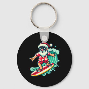 Chaveiro Natal Tropical do Papai Noel Surfando Férias de Na