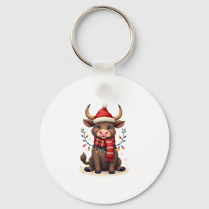 Chaveiro Natal Vintage Vaca das Terras Altas em Chapéu de P